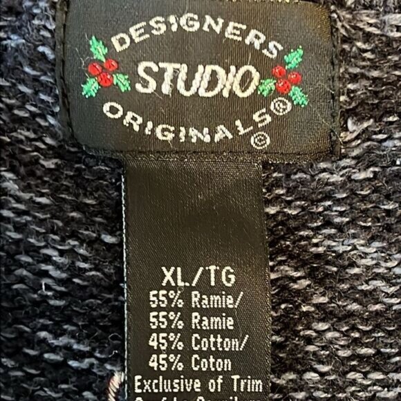 Designers Studio Blue Ramie organic linen and Cotton Snowman Sweater Size XL - Picture 14 of 16